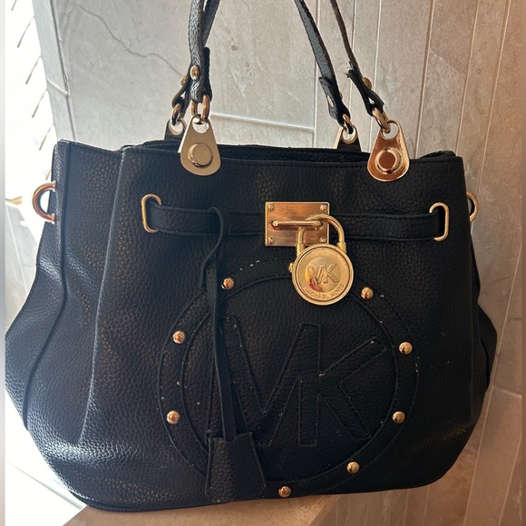 Michael Kors Handbags - Michael Kors Black Leather Satchel with Gold Hardware